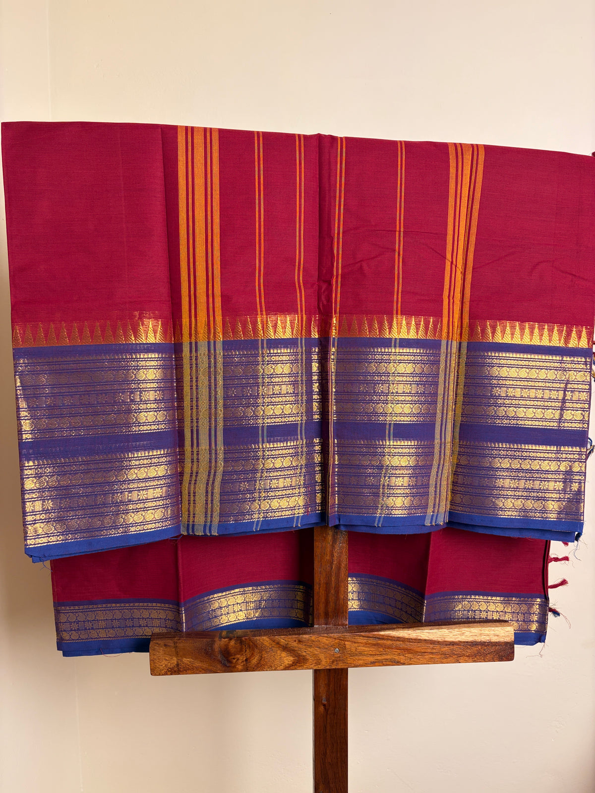 Premium Kanchi - Crimson Red & Blue