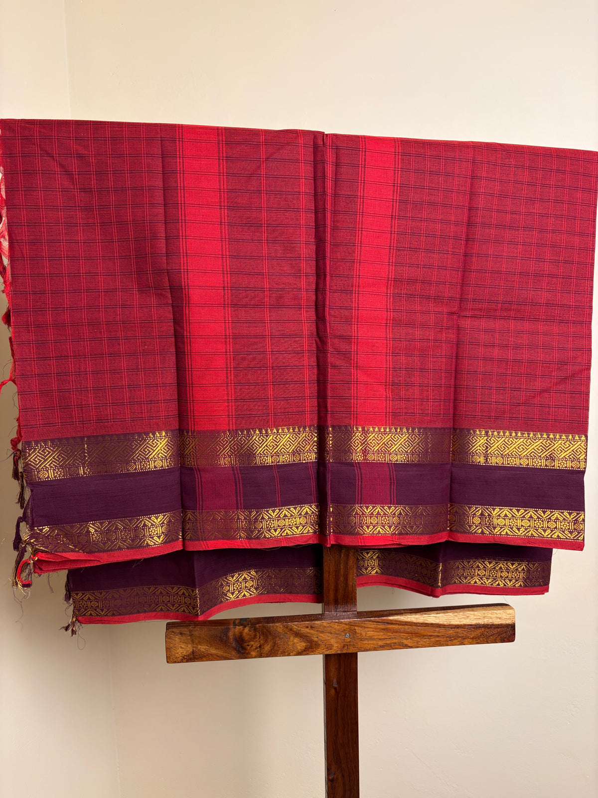 Kanchi - Deep Raspberry Checks