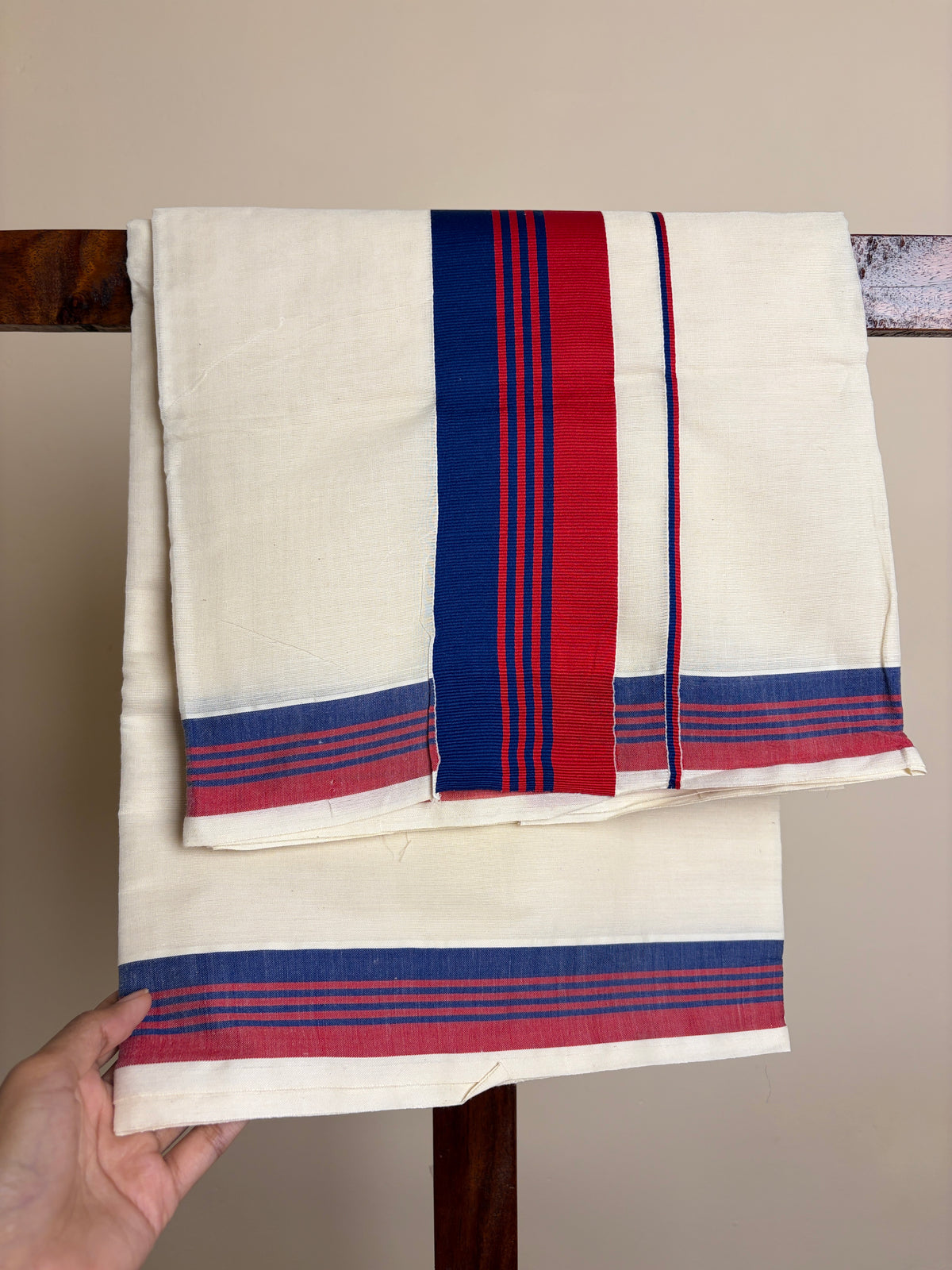 Set Saree - Red & Blue