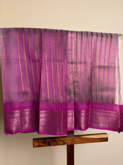 Tissue Banarasi - Beige & Pink