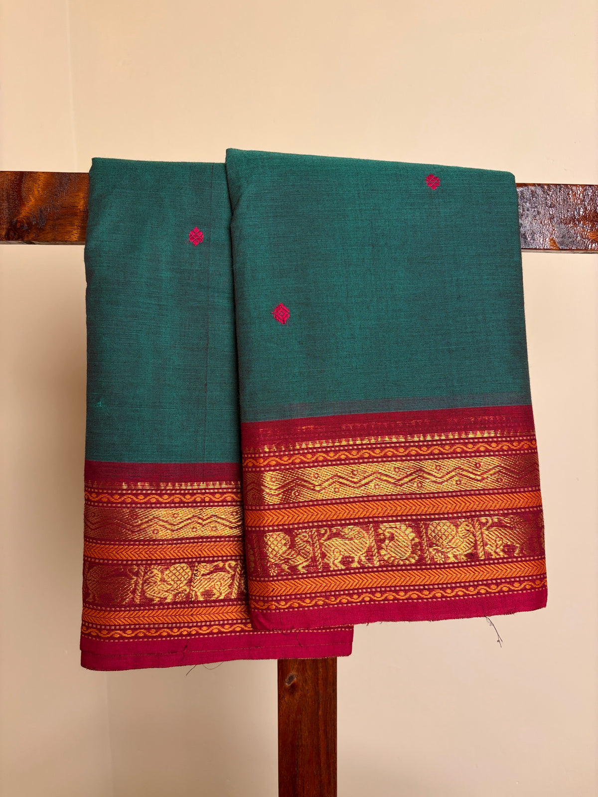 Kanchi - Peacock Green & magenta
