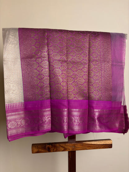 Tissue Banarasi - Beige & Pink