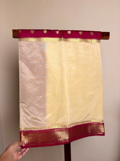 Semi Silk - Burgandy & Cream