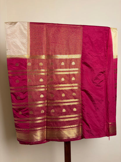 Semi Silk - Burgandy & Cream