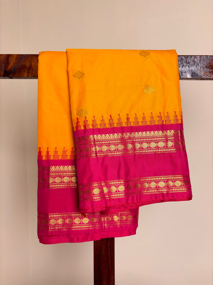 Premium Semi Silk - Mango yellow & Rani pink