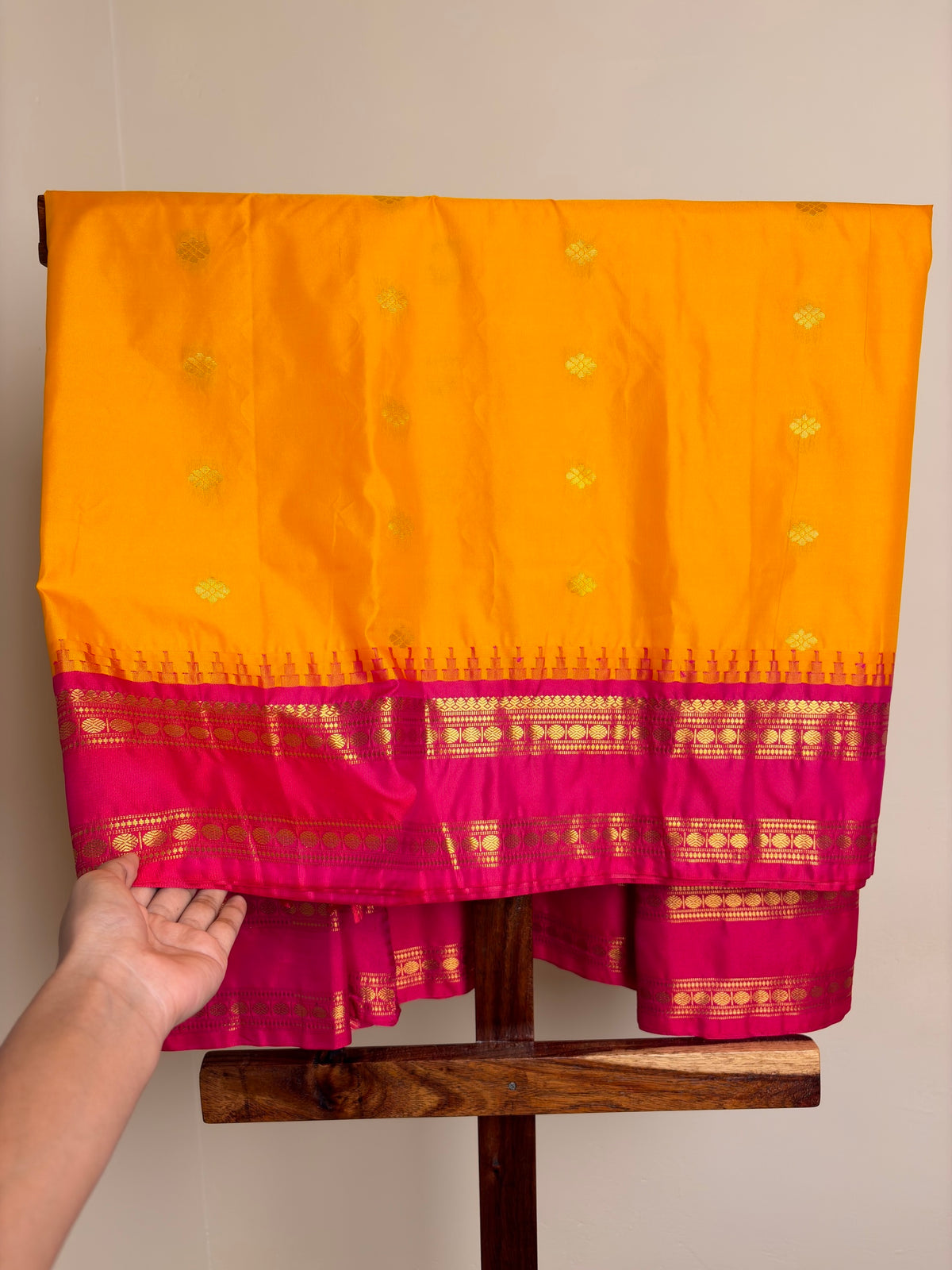 Premium Semi Silk - Mango yellow & Rani pink