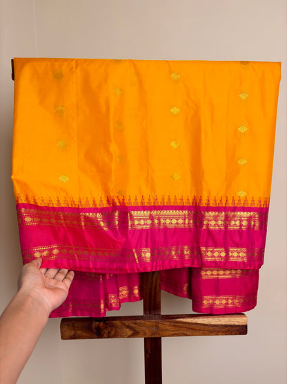 Premium Semi Silk - Mango yellow & Rani pink
