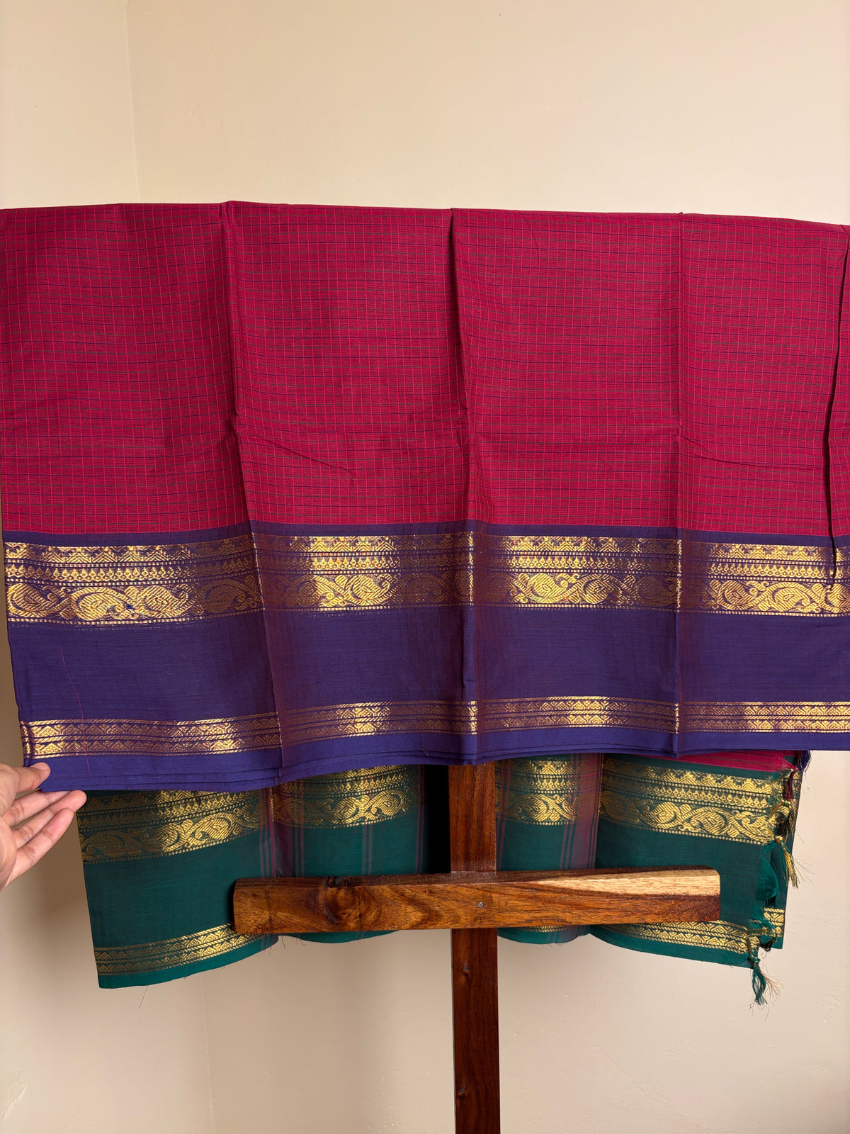 Premium Kanchi - Magenta Checks