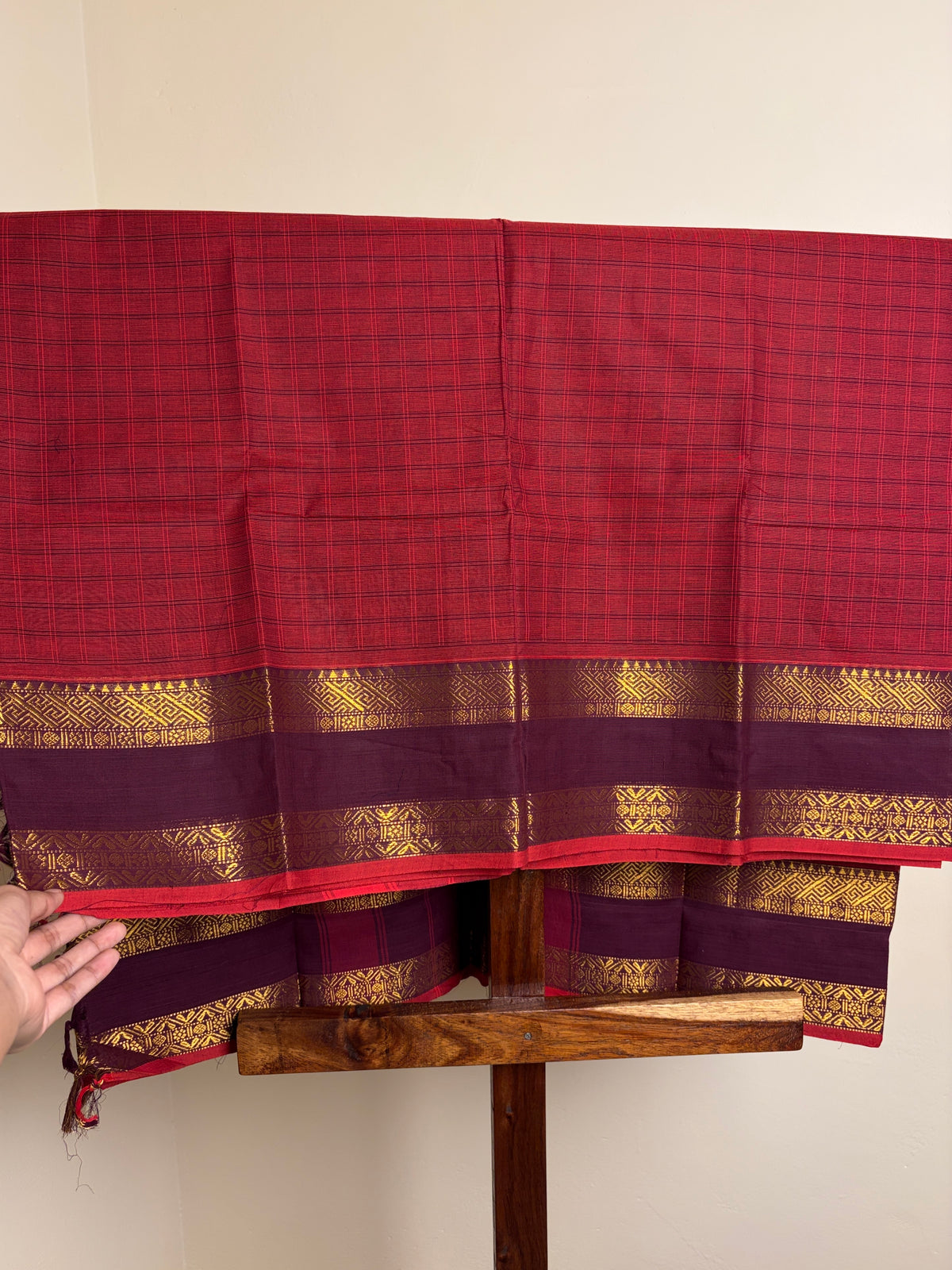 Kanchi - Deep Raspberry Checks