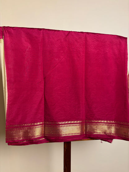 Semi Silk - Burgandy & Cream