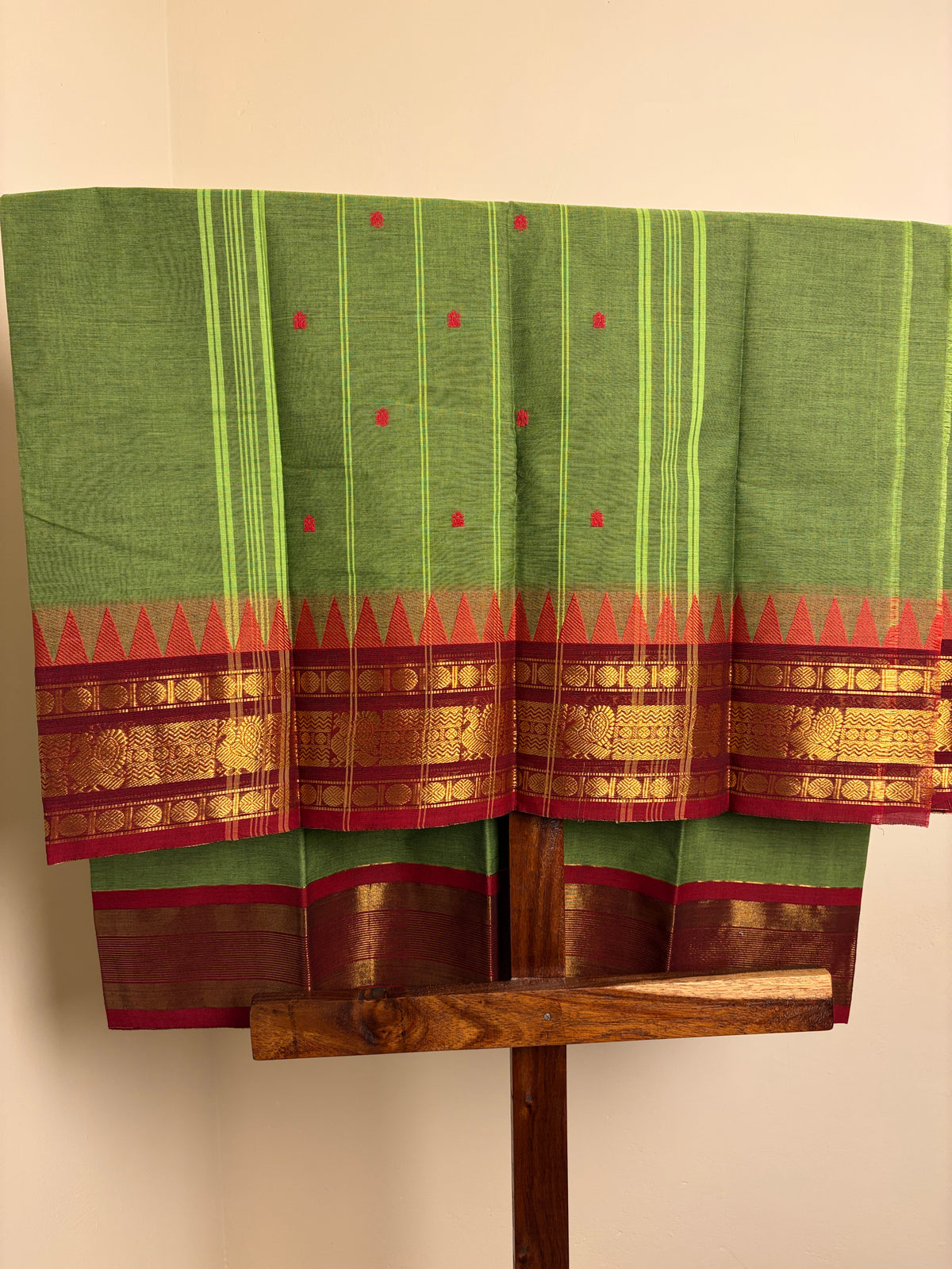 Kanchi - Olive Green & Maroon