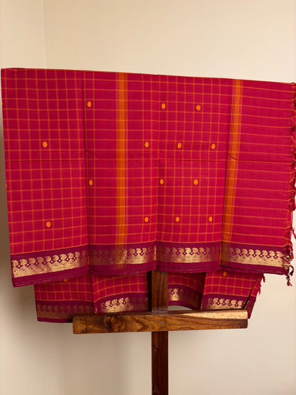 Premium Vintage Kanchi - Deep Red checks
