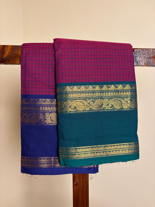 Premium Kanchi - Purple checks