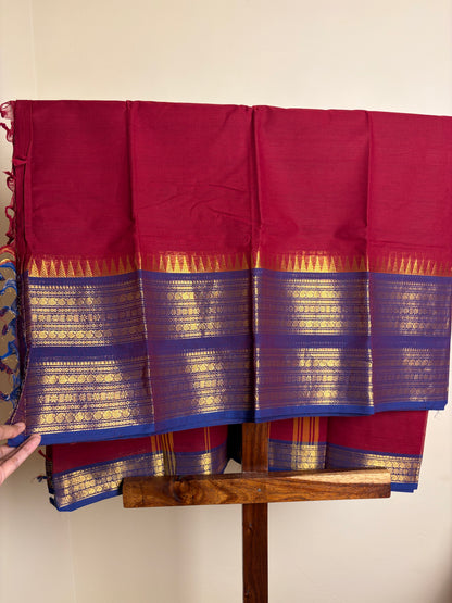Premium Kanchi - Crimson Red & Blue