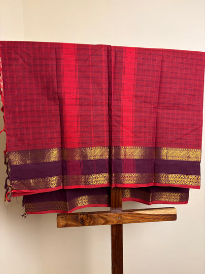 Kanchi - Deep Raspberry Checks