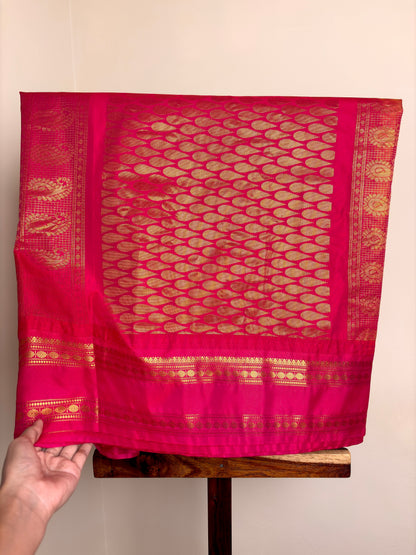 Premium Semi Silk - Mango yellow & Rani pink