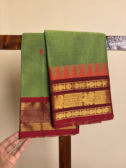 Kanchi - Olive Green & Maroon