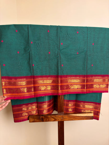 Kanchi - Peacock Green & magenta