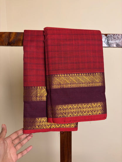 Kanchi - Deep Raspberry Checks