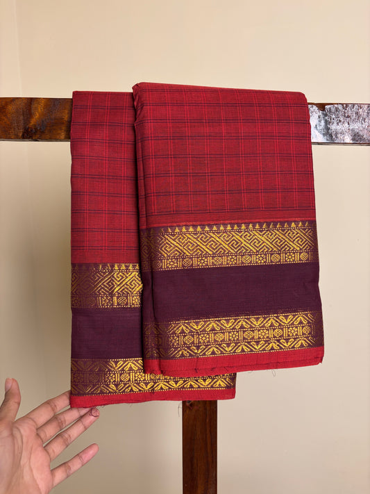 Kanchi - Deep Raspberry Checks