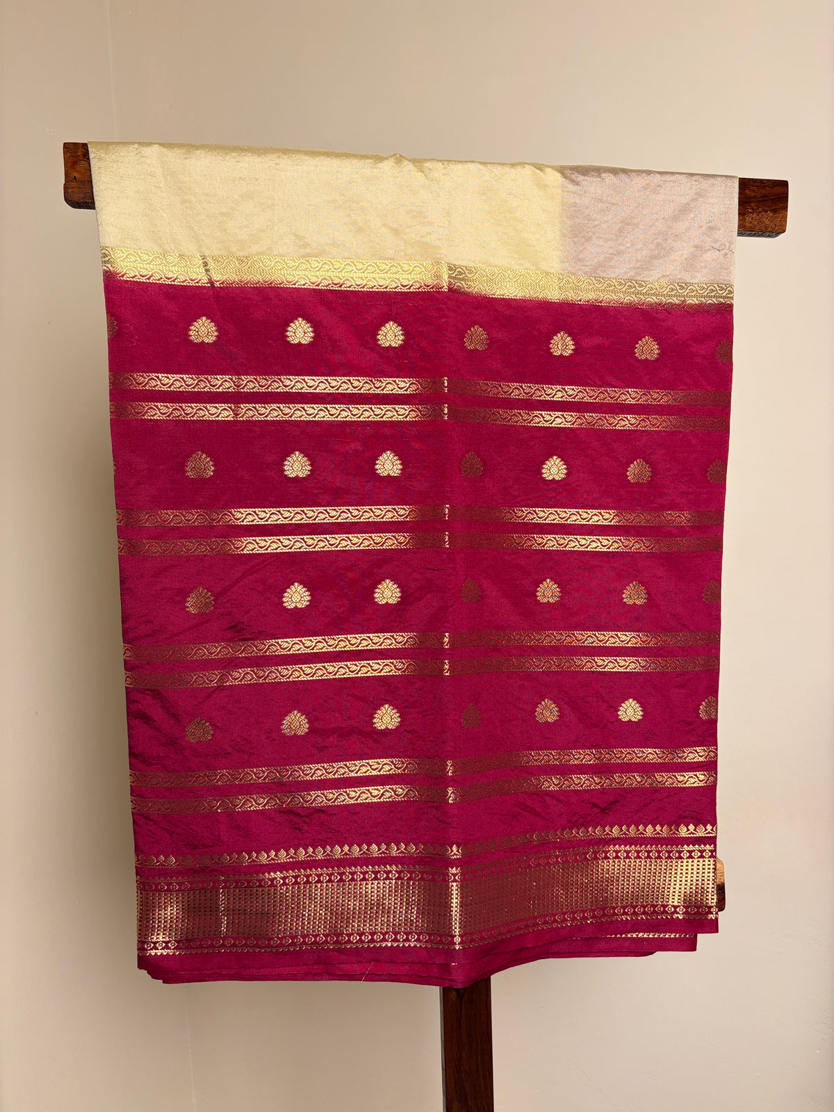 Semi Silk - Burgandy & Cream