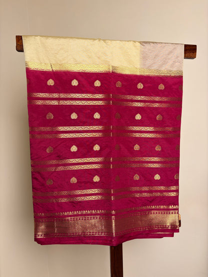 Semi Silk - Burgandy & Cream