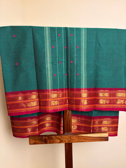 Kanchi - Peacock Green & magenta