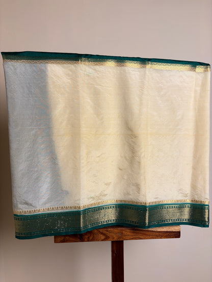 Semi Silk - Bottle Green & Cream