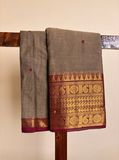 Kanchi - Grey & Maroon