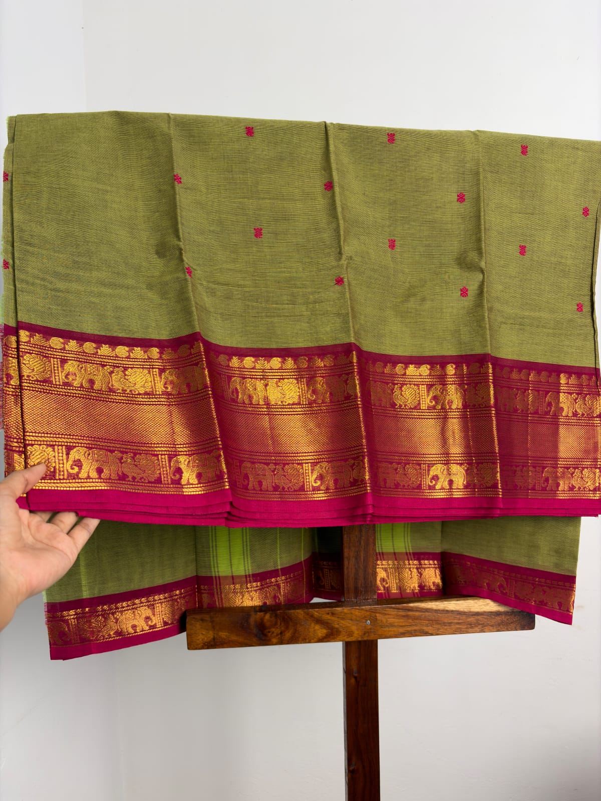 Kanchi - Olive Green & Pink