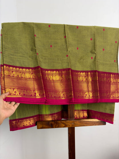 Kanchi - Olive Green & Pink