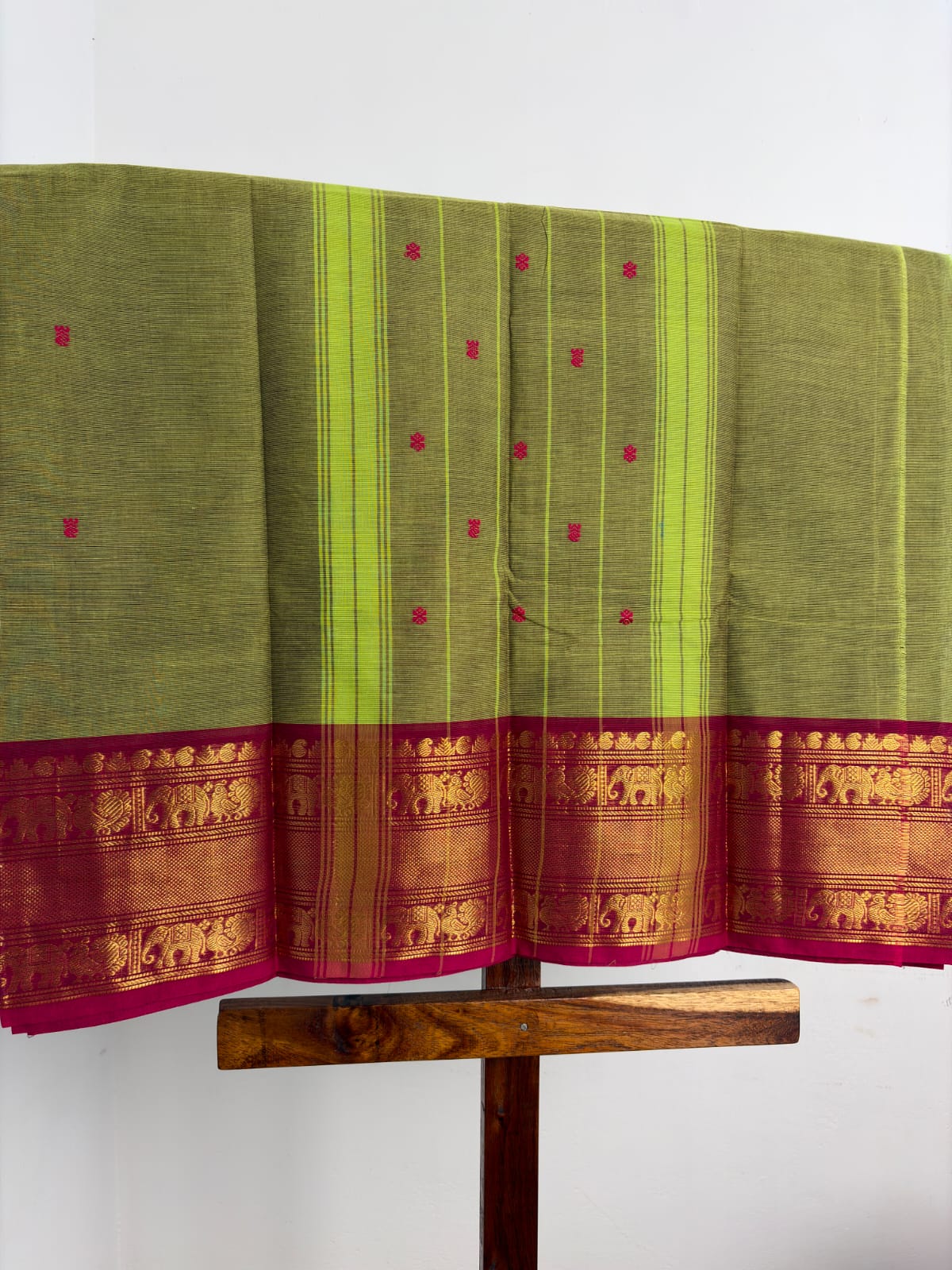 Kanchi - Olive Green & Pink