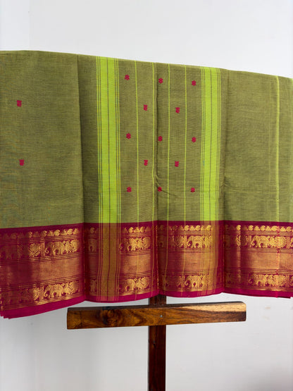 Kanchi - Olive Green & Pink