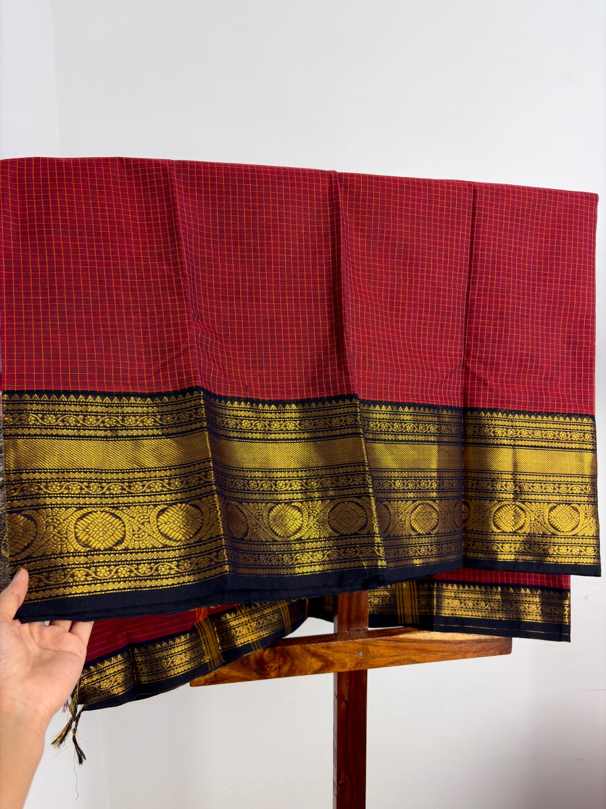 Premium Kanchi - Brick Red & Black