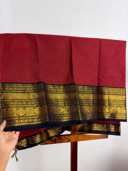 Premium Kanchi - Brick Red & Black