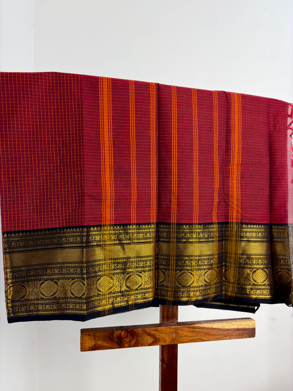 Premium Kanchi - Brick Red & Black