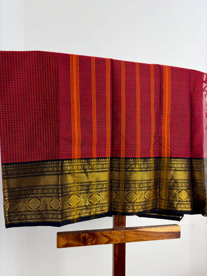 Premium Kanchi - Brick Red & Black