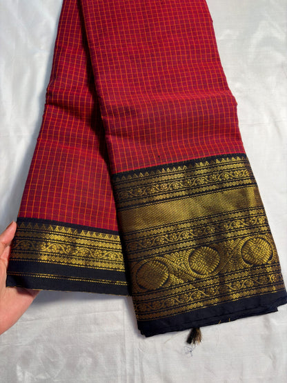 Premium Kanchi - Brick Red & Black