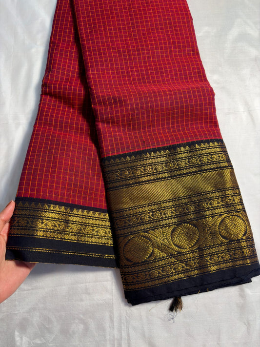 Premium Kanchi - Brick Red & Black