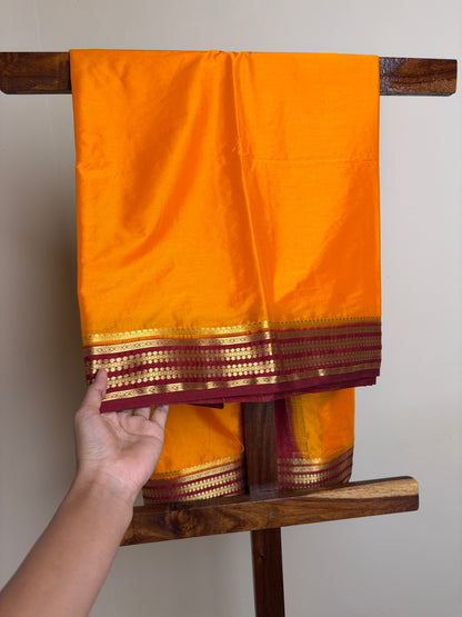 Premium Crape Silk - Mango Yellow & Maroon