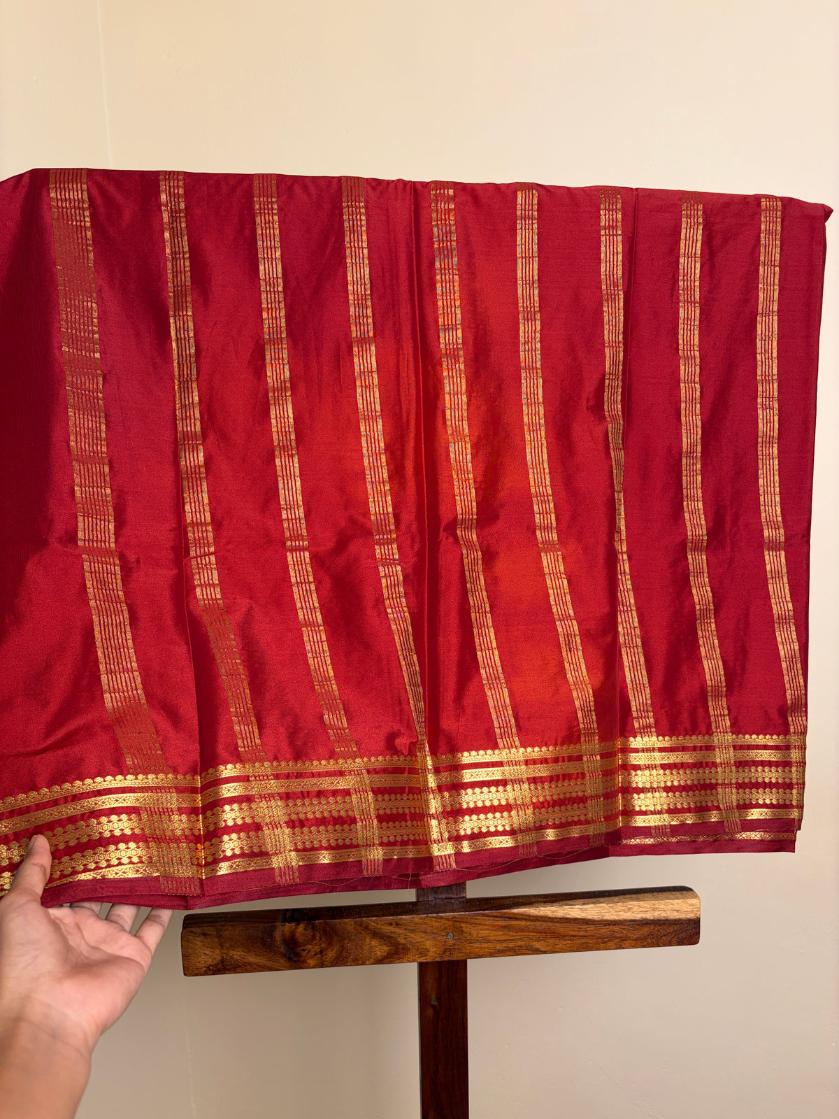 Premium Crape Silk - Mango Yellow & Maroon