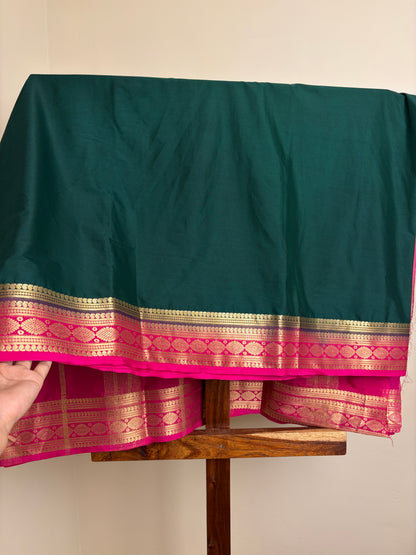 Premium Crape Silk - Bottle Green & Pink