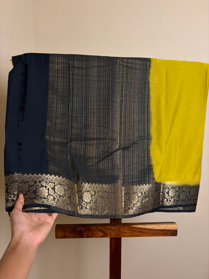 Crape Silk - Lemon Yellow & Black