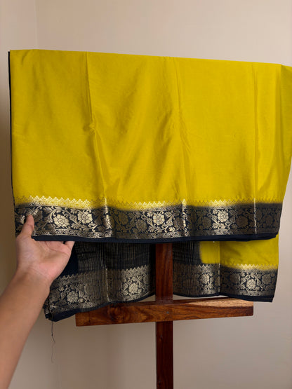 Crape Silk - Lemon Yellow & Black
