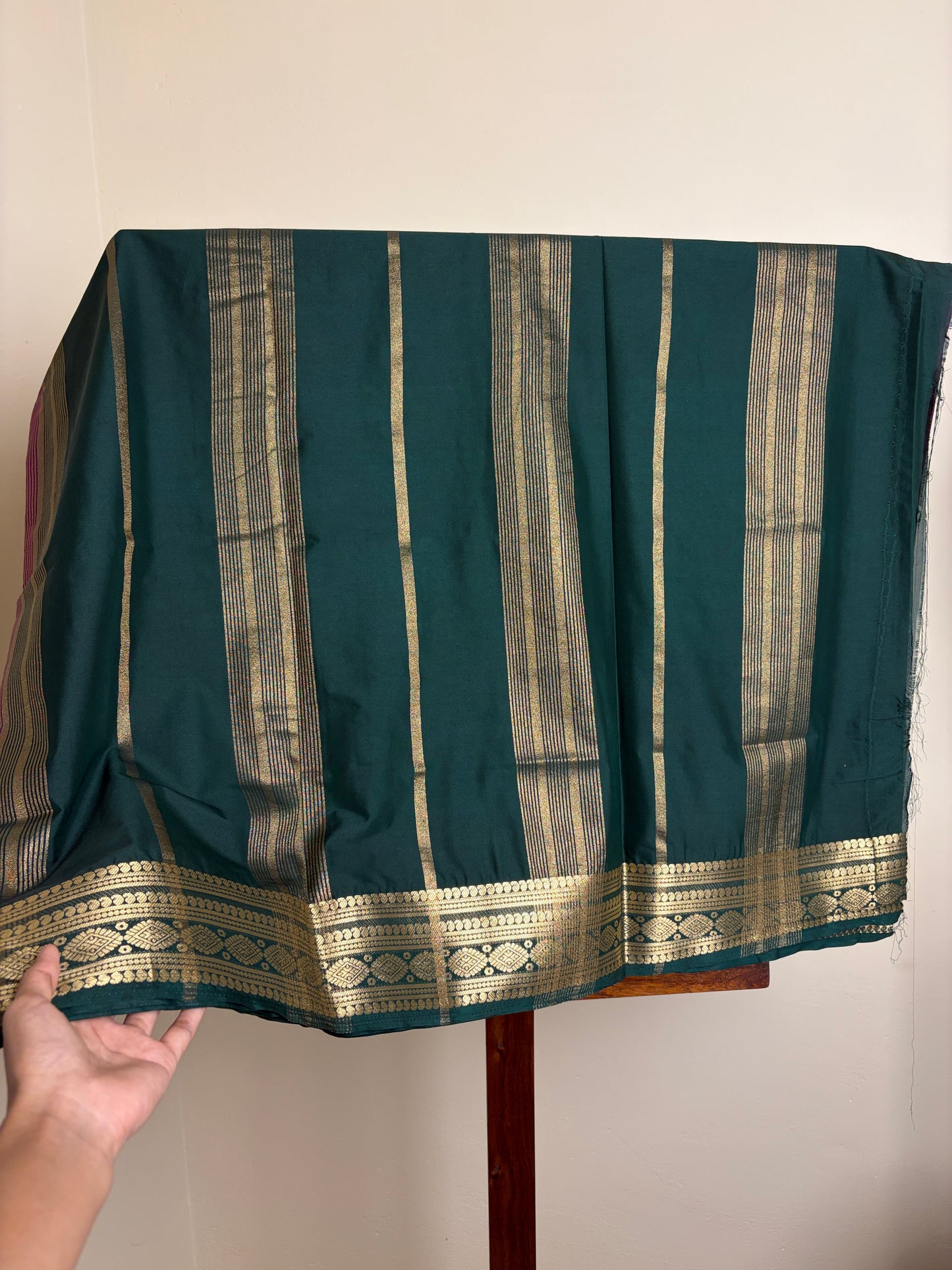 Premium Crape Silk - Purple & Bottle Green