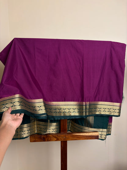 Premium Crape Silk - Purple & Bottle Green