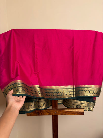 Premium Crape Silk - Hot Pink & Bottle Green