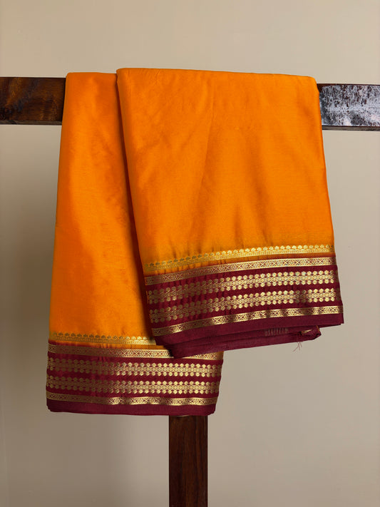 Premium Crape Silk - Mango Yellow & Maroon