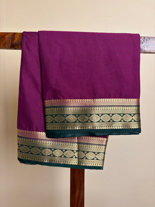 Premium Crape Silk - Purple & Bottle Green