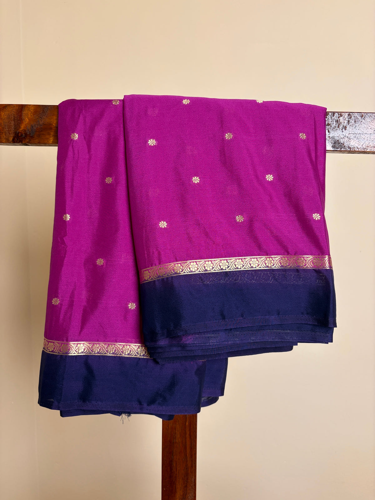 Crape Silk - Magenta & Navy Blue